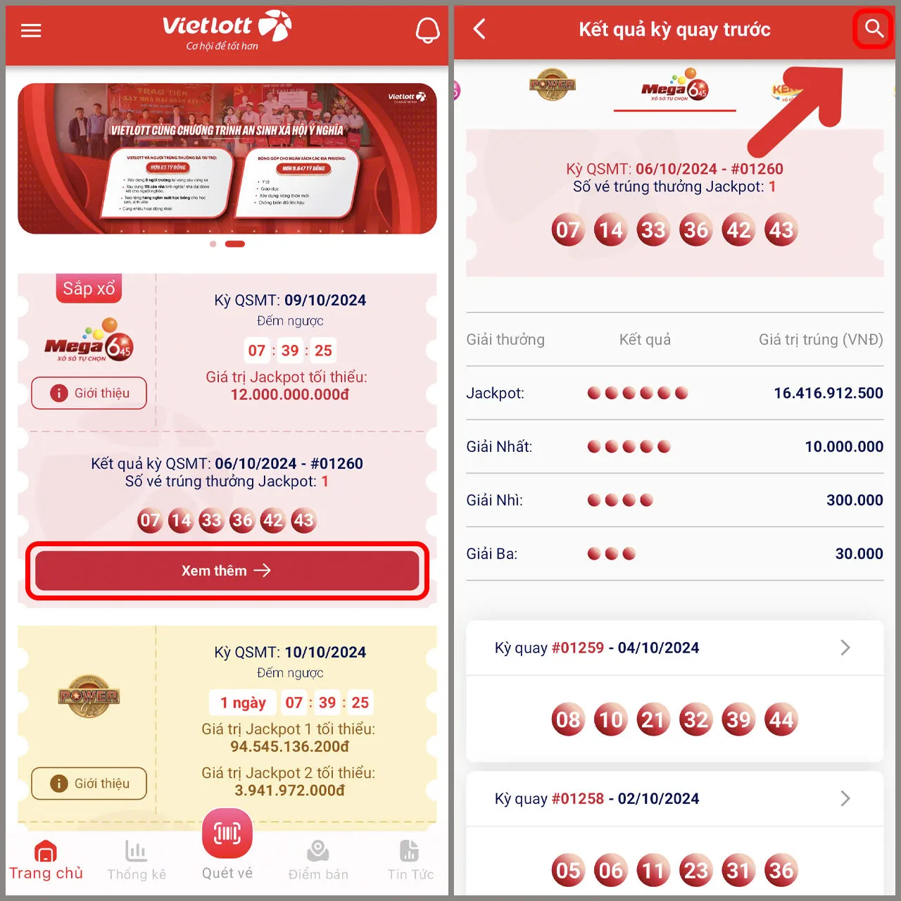 Một hình ảnh mua vé Vietlott online